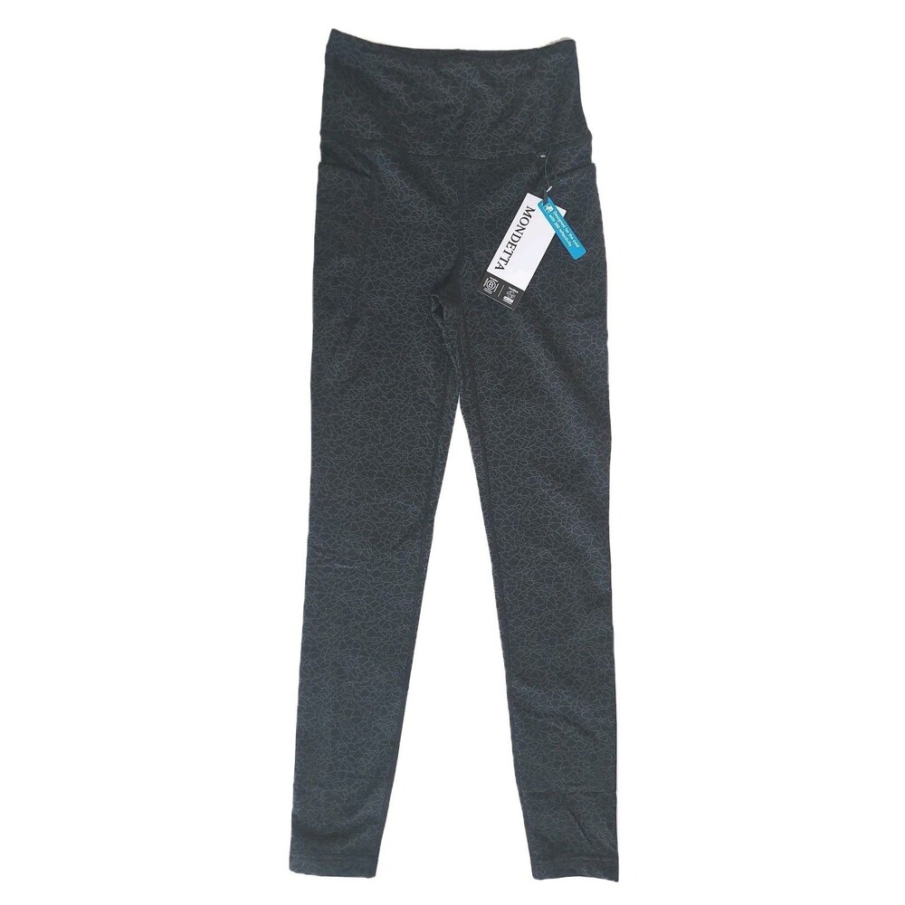 Mondetta Run & Reflect Fleece Pocket Leggings in Petal Reflective Black Size XS